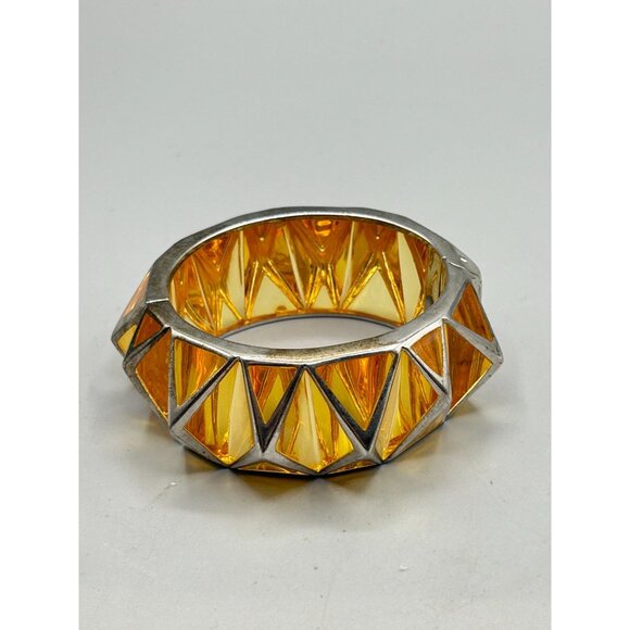 Hard To Find Angelique De Paris Pyramid Bangle Hinged Sterling Silver Lucite - Picture 4 of 11